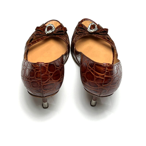 Giuseppe Zanotti Brown Alligator Crystal Embellishments Pumps Heels Shoes 35 - Picture 11 of 12